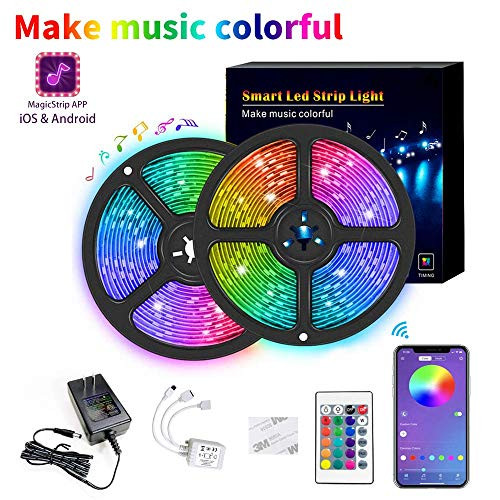 Timelux LED Strip Lights RGB Strips APP Controlled 32.8ft Tape Light SMD5050 Music Sync Color Changing with 24Key Remote Control Decoration for Bedroom, TV Party and Home Decoration Timelux LED Strip Lights RGB Strips APP Controlled 32.8ft Tape Light SMD5050 Music Sync Color Changing with 24Key Remote Control Decoration for Bedroom, TV Party and Home Decoration