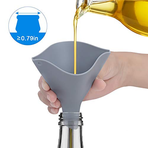 Tinkeep Fan-shaped Silicone Funnel for Filling Bottles Collapsible Funnel for Kitchen Foldable Funnel for Water Bottle Liquid Transter Food Grade FDA Gray