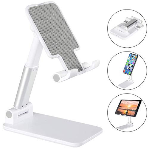 Cell Phone Holder, Fully Foldable Cell Phone Stand for Desk, Angle Height Adjustable Cell Phone Stand for iPhone, Tablet Stand Holder Compatible with All Mobile Phone/iPad/Kindle/Tablet