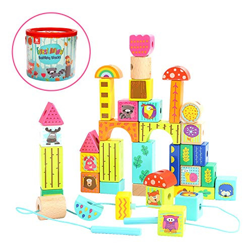 TOP BRIGHT Wooden Building Blocks Set for Toddlers, Educational Preschool Learning Toys for 2 3 Year Old Boys Girls 38 Piece TOP BRIGHT Wooden Building Blocks Set for Toddlers, Educational Preschool Learning Toys for 2 3 Year Old Boys Girls 38 Piece