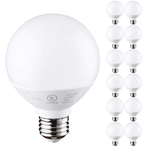 TORCHSTAR 12-Pack G25 LED Globe Bulb, 6W(40W Eqv.), Dimmable, 450 LM, 5000K Daylight, E26 Base, Ideal for Bathroom Vanity or Mirror - UL & Energy Star