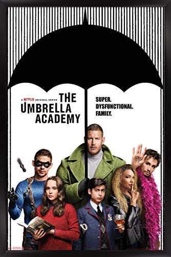 Trends International Netflix Umbrella Academy - Group, 14.725" x 22.375", Black Framed Version