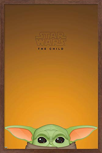Trends International Wall Poster Star Wars: The Mandalorian - S. Preston The Child Minimalist, 14.725" x 22.375", Mahogany Framed Version