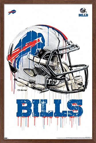 Trends International NFL Buffalo Bills - Drip Helmet 20 Wall Poster, 22.375" x 34", Mahogany Framed Version