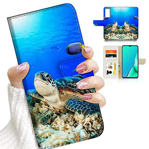 for Samsung S20 4G, 5G, Designed Flip Wallet Phone Case Cover, A23202 Blue Sea Turtle 23202