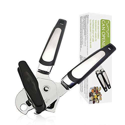 Can Opener, Can Opener Manual, Can Opener Smooth Edge Manual, Stainless Steel Can Opener with Ergonomic Designed Comfort Grips, Easy to Use, 3-in-1 Handheld Can Opener for Tin, Jar Bottle, Beer Cap