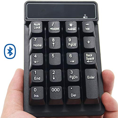 Wireless Numeric Keypad, Portable Bluetooth Slim Mini Financial Accounting 19keys Number Pad Keyboard for Laptop Desktop Computer PC