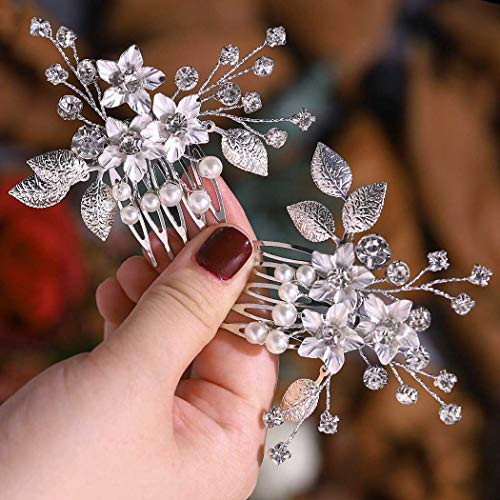 Unsutuo Bride Wedding Hair Comb Floral Crystal Bridal Headpiece Comb Rhinestone Flower Wedding Hair Accessories for Women (Silver) Unsutuo Bride Wedding Hair Comb Floral Crystal Bridal Headpiece Comb Rhinestone Flower Wedding Hair Accessories for Women (Silver)