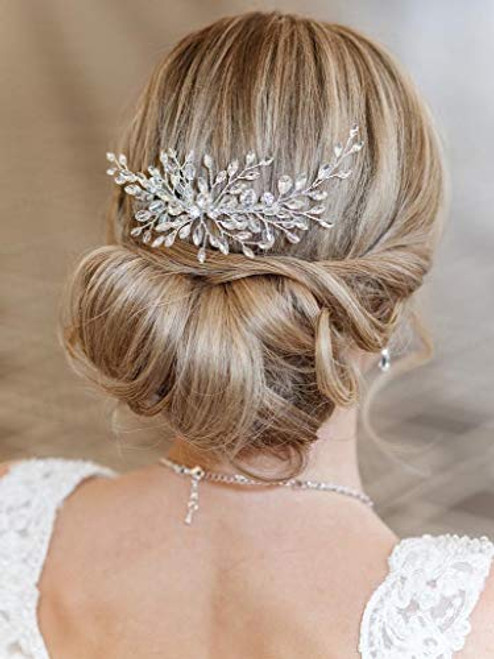 Unsutuo Bride Wedding Hair Comb Silver Crystal Headpieces Rhinestone Bridal Hair Accessories for Women and Girls Unsutuo Bride Wedding Hair Comb Silver Crystal Headpieces Rhinestone Bridal Hair Accessories for Women and Girls