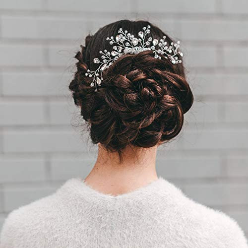 Unsutuo Bride Wedding Hair Comb Silver Crystal Bridal Hair Accessories Rhinestone Bride Headpieces for Women and Girl Unsutuo Bride Wedding Hair Comb Silver Crystal Bridal Hair Accessories Rhinestone Bride Headpieces for Women and Girl