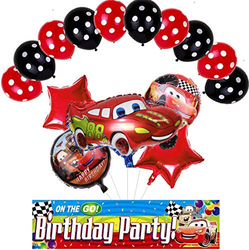 18PCS Lightning McQueen Birthday Balloons Bouquet Cars Foil Balloons Party Supplies Decoration for Kids Birthday Party