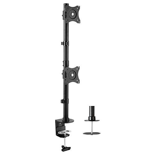 VIVO Dual Computer Monitor Desk Mount Stand Vertical Array for 2 Screens up to 27 inches (STAND-V002R)