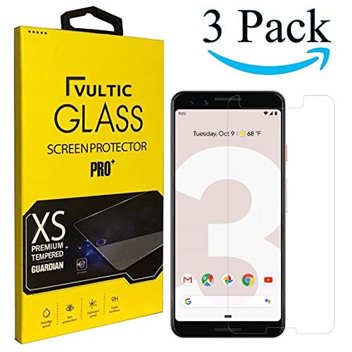 Vultic Google Pixel 3 Screen Protector Tempered Glass [Case Friendly] Film Cover for Google Pixel 3 [3 Pack]