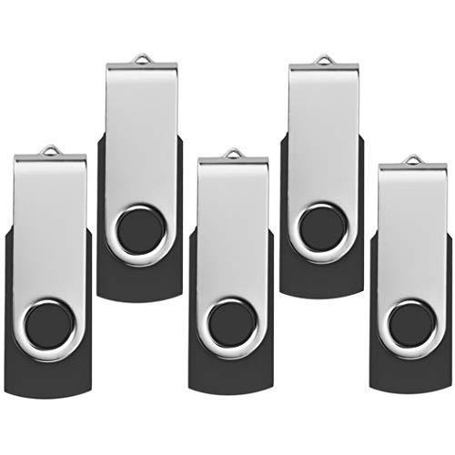 5 Pack 32GB Memory Stick USB 2.0 Swivel Design Flash Drives Thumb Drive Pen Drive (32GB Black)