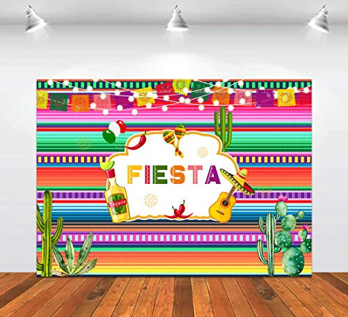 Fiesta Theme Birthday Backdrop for Party Mexican Holiday Cactus Decoration Banner Vinyl Photography 7X5FT Studio Background