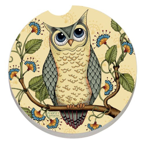 CounterArt Absorbent Stoneware Car Coaster, Wise Owl