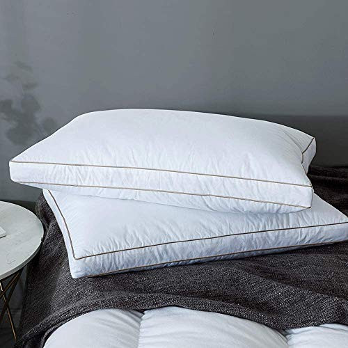 Yalamila Feather Pillows for Sleeping, Soft Duck Goose Down Filling for Hotel Bed, Standard Size with 100% Cotton Fabric Set of 2