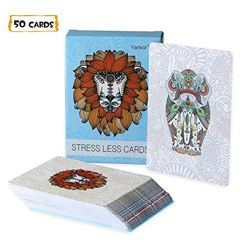 YARKOR Stress Less Cards, Mindfulness Cards for Meditation Relaxation, Stress Relief Cards Come with 50 Inspirational Mindfulness and Meditation Exercises That Help Relieve Stress YARKOR Stress Less Cards, Mindfulness Cards for Meditation Relaxation, Stress Relief Cards Come with 50 Inspirational Mindfulness and Meditation Exercises That Help Relieve Stress