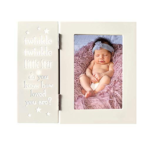 YEASL Twinkle Twinkle Little Star Baby Picture Frame-4x6 Baby Keepsake Frame White Tabletop Photo Frame for Baptism, Baby Shower, Birthday Family and Friend Gift