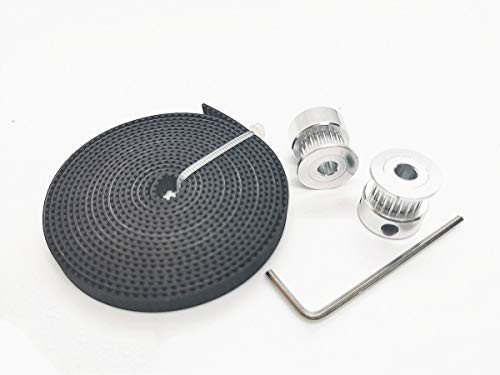 GT2 2 Meters Timing Belt + 2Pcs Bore 5mm 20Teeth Timing Pulley Wheel for 3D Printer