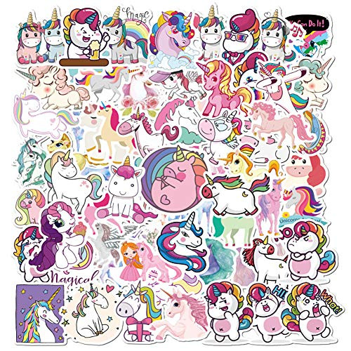 Unicorn Laptop Stickers 100 Pack,Waterproof Vinyl Stickers for Water Bottles Laptop Stickers Bicycle Motorbikes Cars Skateboard Luggage Phone Ipad Graffiti (Unicorn-100PCS)