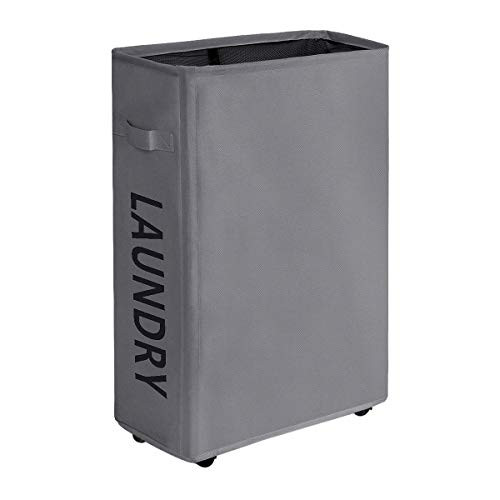 ZERO JET LAG 22-Inches Rolling Slim Laundry Hamper on Wheels Clothes Basket Tall Thin Dirty Clothes Bin Storage Basket Organizer Sorter Bedroom Bathroom 15.4×7.8×22 in (Grey) ZERO JET LAG 22-Inches Rolling Slim Laundry Hamper on Wheels Clothes Basket Tall Thin Dirty Clothes Bin Storage Basket Organizer Sorter Bedroom Bathroom 15.4×7.8×22 in (Grey)