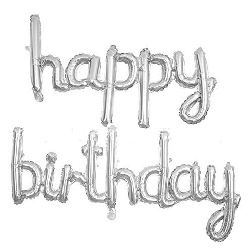 Silvery Happy Birthday Aluminum Foil Small Letters Conjoined Balloons Aluminum Foil Banner Balloons for Birthday Party Decorations