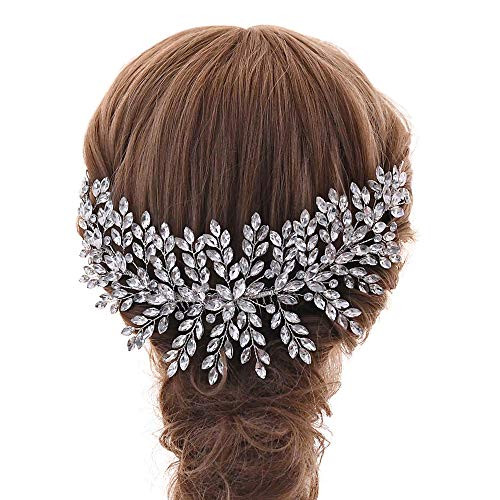 ZHENM Silver Wedding Hair Comb Bridal Headband Rhinestone Hair Accessories for Brides and Bridesmaids