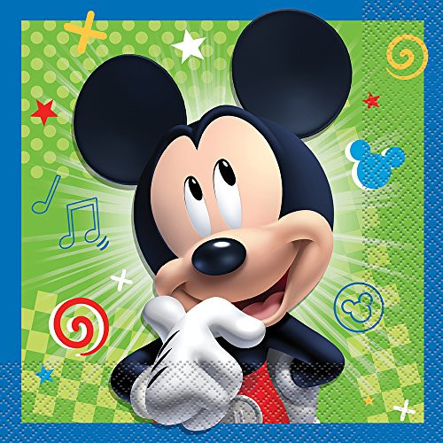 Unique 59842 Disney Mickey Roadster Luncheon Napkins 6 5 x 6 5 16ct, Multicolor
