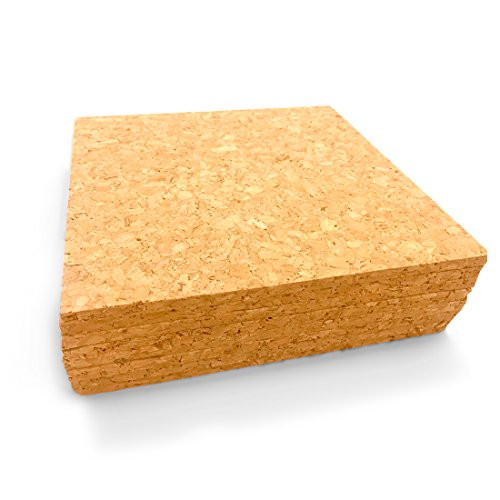 Cork Coasters, 6" x 6", Cork Bar Drink Coasters - Cork Mat Square Pack of 4 from Laucork (4)
