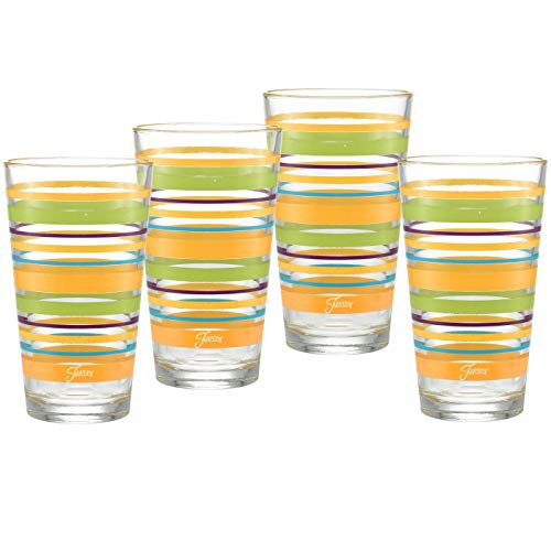Officially Licensed Fiesta Stripes 16-Ounce Tapered Cooler Glass (Set of 4) (Caribbean Sunset)