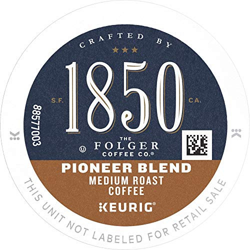 1850 by Folgers Coffee Pioneer Blend Medium Roast Coffee, 10 K Cups for Keurig Coffee Makers