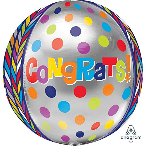 Anagram International Dotty Geo Congrats Orbz Party Balloon, 16", Multicolor Anagram International Dotty Geo Congrats Orbz Party Balloon, 16", Multicolor
