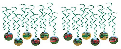 Beistle Tractor Whirls, 24 Piece, 17.5"-32.5", Multicolored