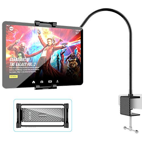 Gooseneck Tablet Holder with Clamp, ?Upgraded? SUPERONE Tablet Stand for Bed, Flexible Tablet Mount Compatible with iPad Mini Pro Air, Samsung Galaxy