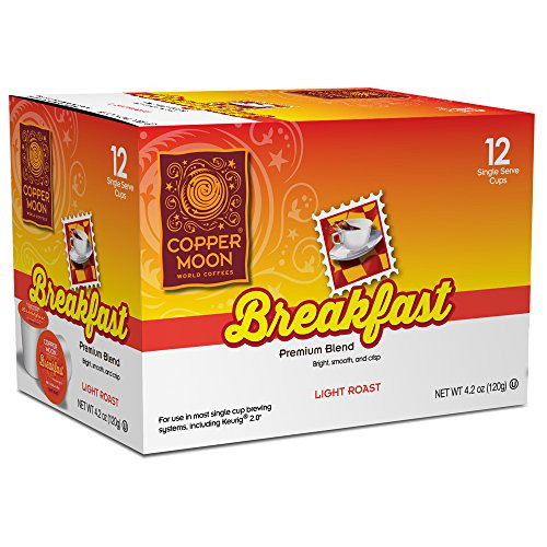 Copper Moon Single Cups for Keurig K-Cup Brewers, BreAkfAst Blend, 12 Count, Light RoAst Coffee, with A Bright, Smooth Body, And Crisp Finish, Single-Serve Coffee Pods Copper Moon Single Cups for Keurig K-Cup Brewers, BreAkfAst Blend, 12 Count, Light RoAst Coffee, with A Bright, Smooth Body, And Crisp Finish, Single-Serve Coffee Pods