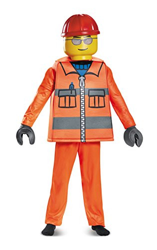 Disguise Lego Construction Worker Deluxe Costume, Orange, Medium (7-8)