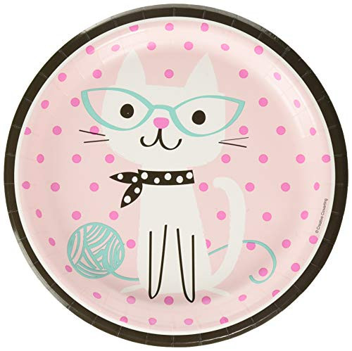 Creative Converting Purr-FECT Paper Dinner Plates Party Supplies, 9", Multicolor