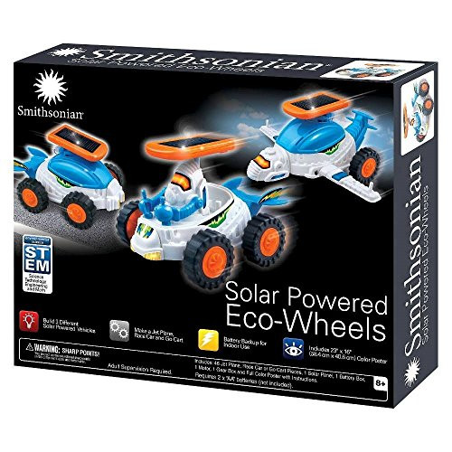 Smithsonian Solar Powered Eco?Wheels Advanced Kit STEM Toy Make Jet Plane, Race Car and Go Cart