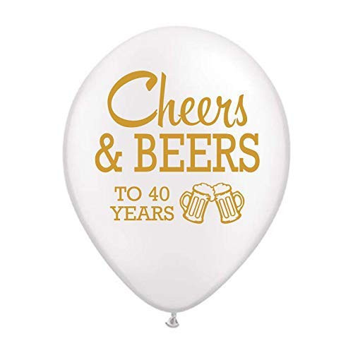 White Cheers and Beers to 40 Years Balloons, 40th Birthday Party Balloons, Set of 10, 40th Birthday Party Decorations, 40th Birthday Ideas, Balloons,