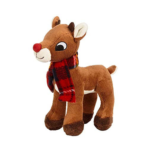 Rudolph The Red-Nosed Reindeer Plush 7" Figure with Flannel Scarf