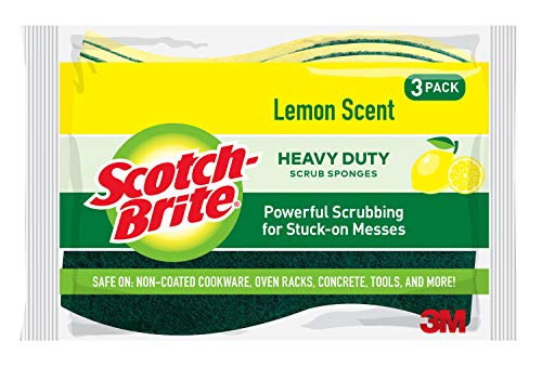 Scotch-Brite Lemon Scented Heavy Duty Scrub Sponges, 3 Scrub Sponges