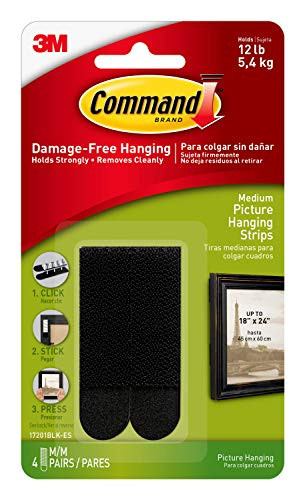 Command Picture Hanging Strips, Medium, Black, 4-Strip, 6-Pack (24 Pairs Total)