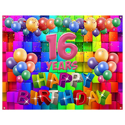 Happy 16th Birthday Banner,16th Birthday Decorations for Girls,16th Birthday Gifts for Women,Sweet 16th Birthday Party Supplies,Sweet 16 Birthday Deco Happy 16th Birthday Banner,16th Birthday Decorations for Girls,16th Birthday Gifts for Women,Sweet 16th Birthday Party Supplies,Sweet 16 Birthday Deco