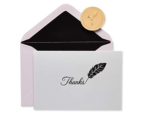 Papyrus Boxed Thank You Cards with Envelopes, Feather (16-Count)