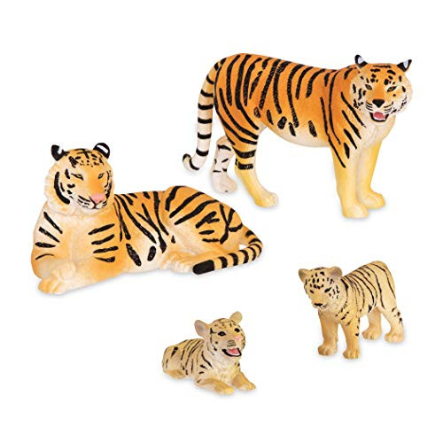 Terra by Battat  Tiger Family - Toy Tiger Safari Animals for Kids 3-Years-Old & Up (4Pc)