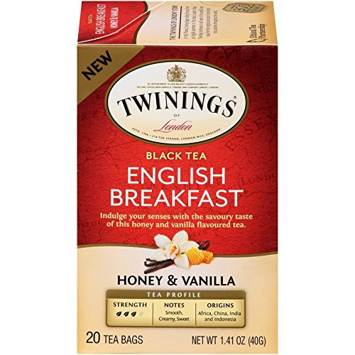 Twinings of London English Breakfast Honey & Vanilla Tea Bags, 20 Count (Pack of 6) Twinings of London English Breakfast Honey & Vanilla Tea Bags, 20 Count (Pack of 6)