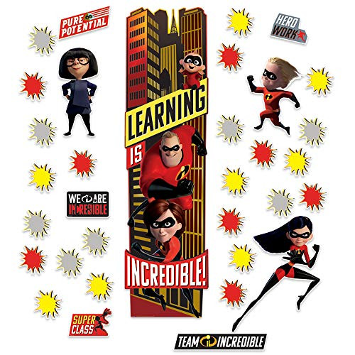 Eureka Disney Pixar The Incredibles Classroom Decoration Door Poster Kit, 33pcs, 45'' H