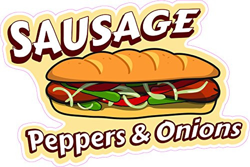 Sausage Peppers & Onions 16" Concession Decal Sign cart Trailer Stand Sticker Equipment