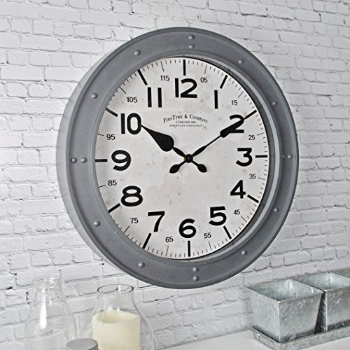 FirsTime & Co. Donovan Wall Clock, 18", Gray